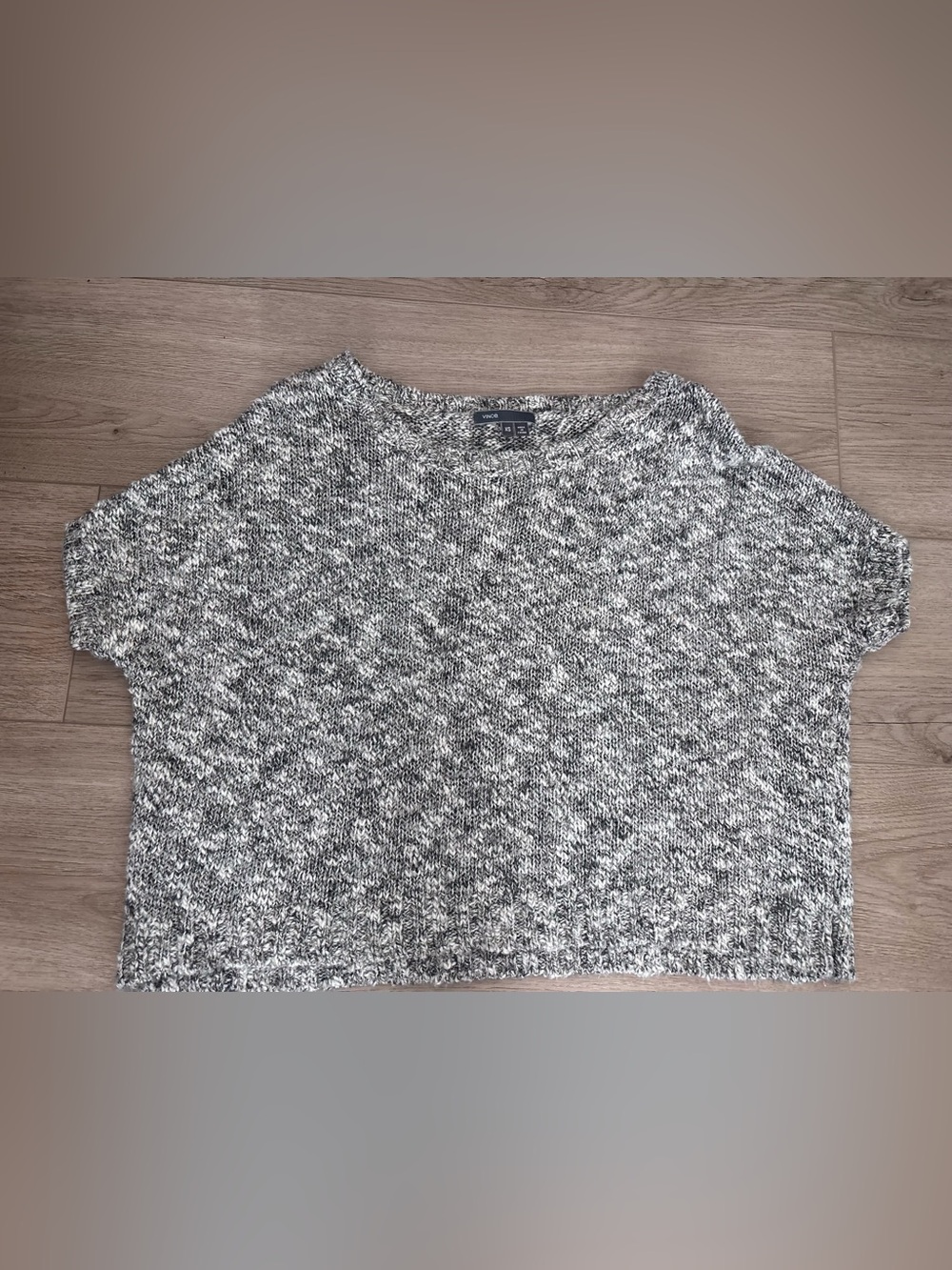 Vince Black and White Marled Knit Sweater